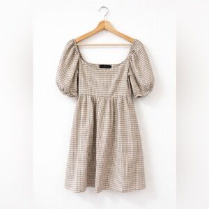 Pomander Place Tuckernuck Gingham Puff Sleeve Babydoll Dress | XS